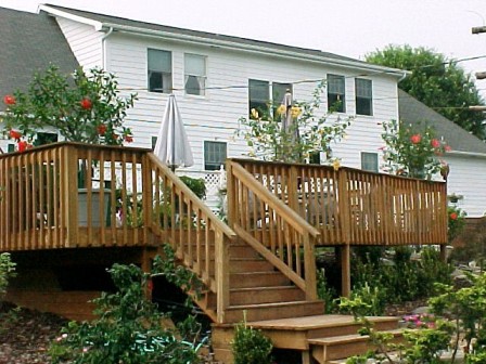 The lower pond can be viewed from the deck we added